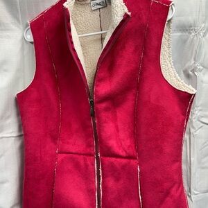 Chico's Women's Size 1 Faux Suede fur lined Vest - Pink